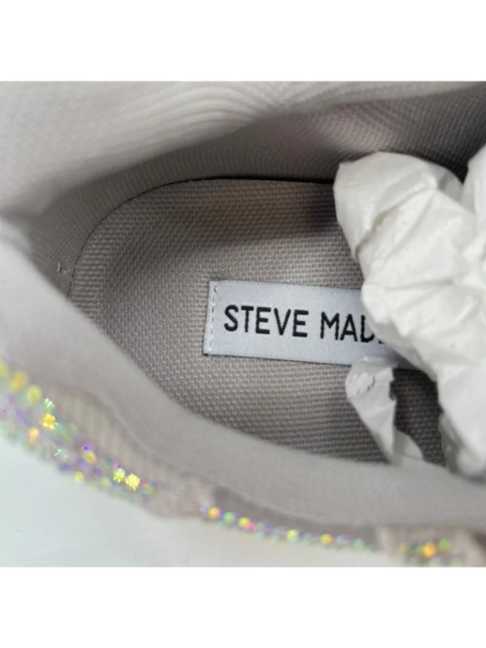 Steve Madden Permit Rhinestone Sneakers Size 5.5M Gray Platform Lace Up Chunky